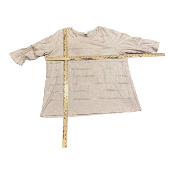 CJ Banks Soft 3/4 Sleeve Tunic Light Pink w/ Silver Dot Lines Women's Size 3X - Picture 6 of 6